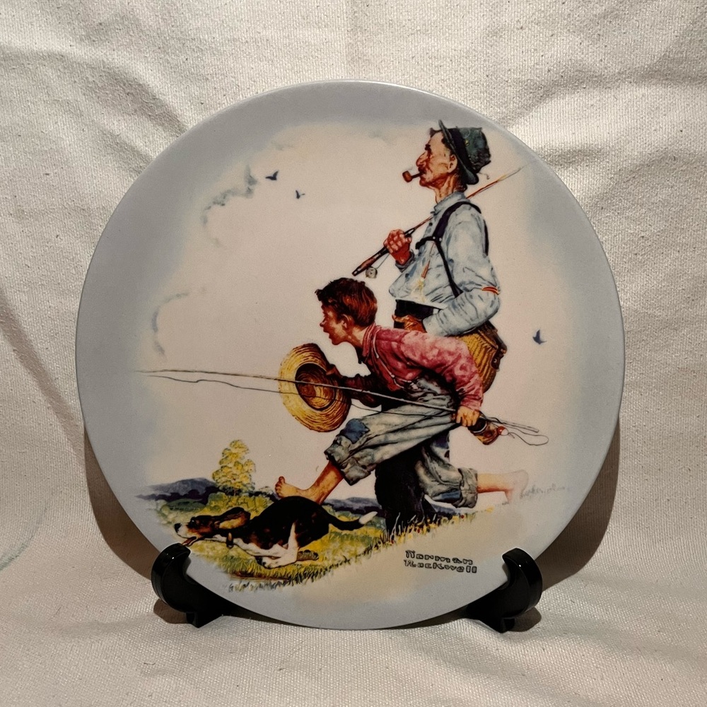 Norman Rockwell going fishing Collector Plate
